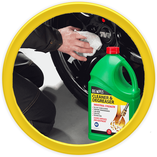 Wiping vehicle wheels with Big Wipes