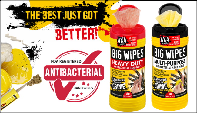 NEW IN THE USA! BIG WIPES ARE NOW FDA REGISTERED AS  ANTI BACTERIAL HAND CLEANING & SANITIZING WIPES!!!!